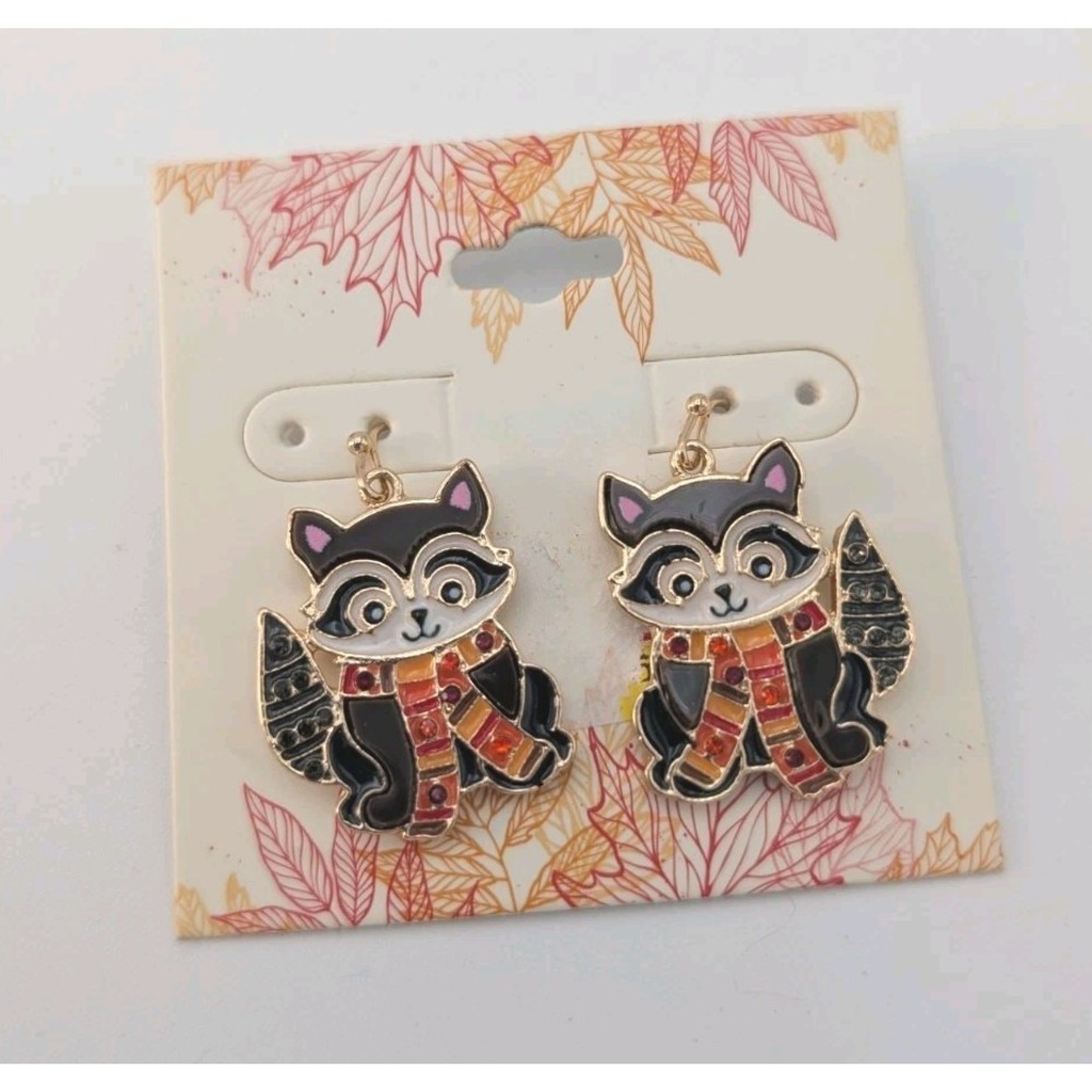 CELEBRATE Together Fall Racoon earrings Dangling Fall Earrings